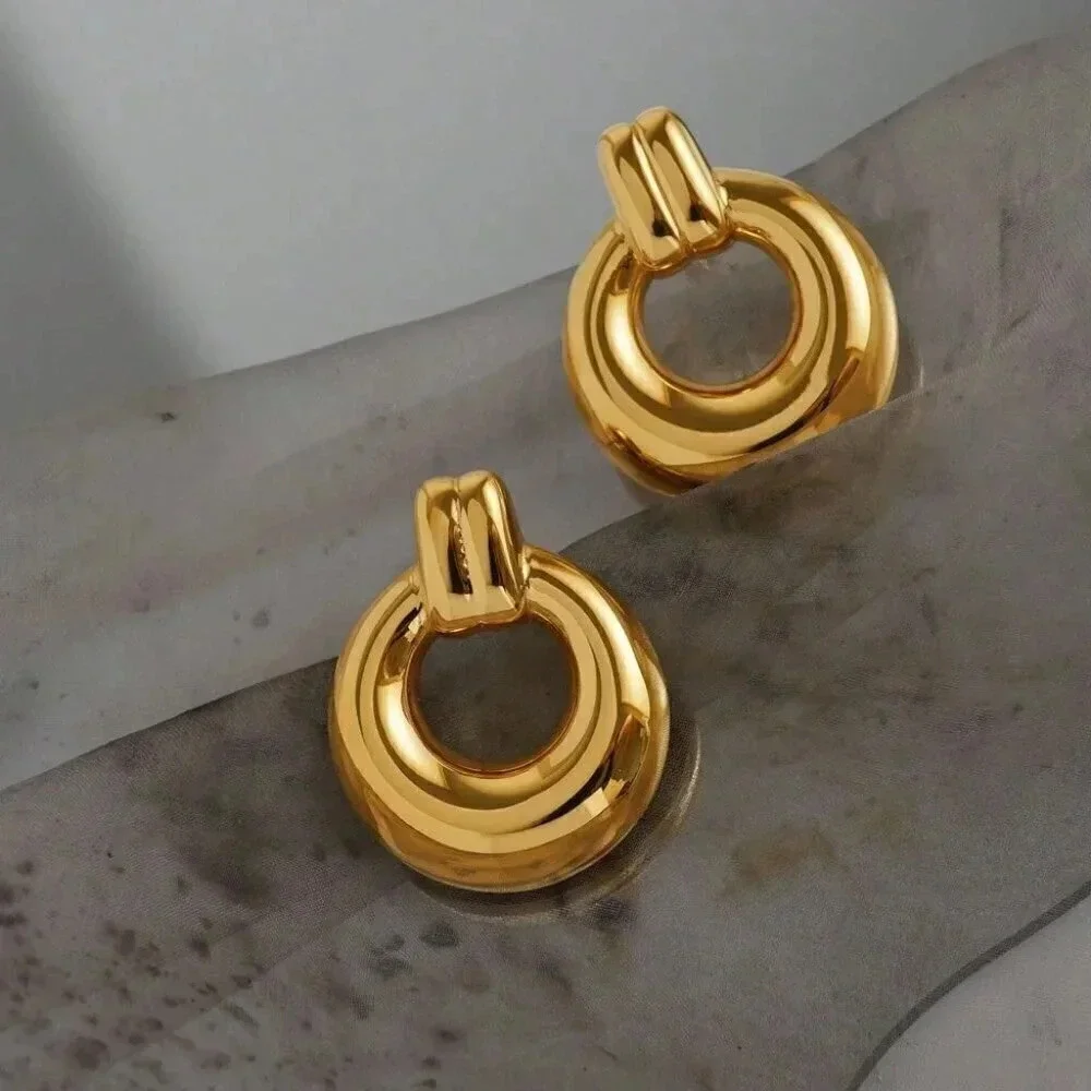 Women's Dainty 18K Gold Plated Stainless Steel Knot Statement Stud Earrings
